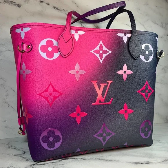 ❌❌ Louis Vuitton Midnight Fuschia Neverfull MM Monogram purple/pink shoulder bag - Picture 10 of 12